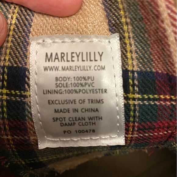 Marley Lilly Brown Base Gingham Lining Side Tie Duck Boots - Picture 9 of 9